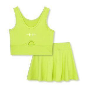 Habitual Girl Lime Cutout Tank & Skort Sport Tennis Pickleball Set Size 12
